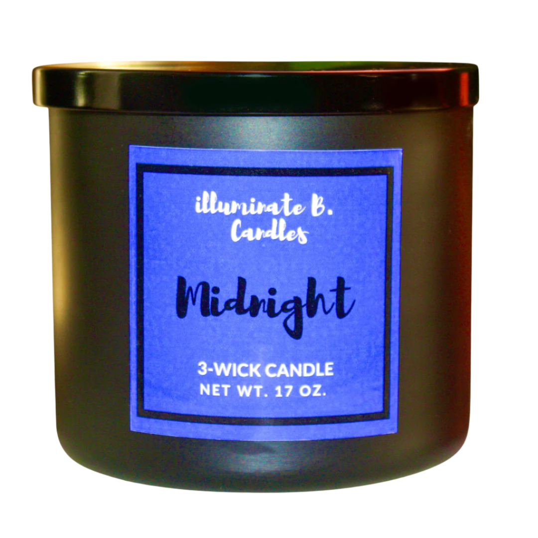 illuminate B. Candles Midnight 3 wick candle