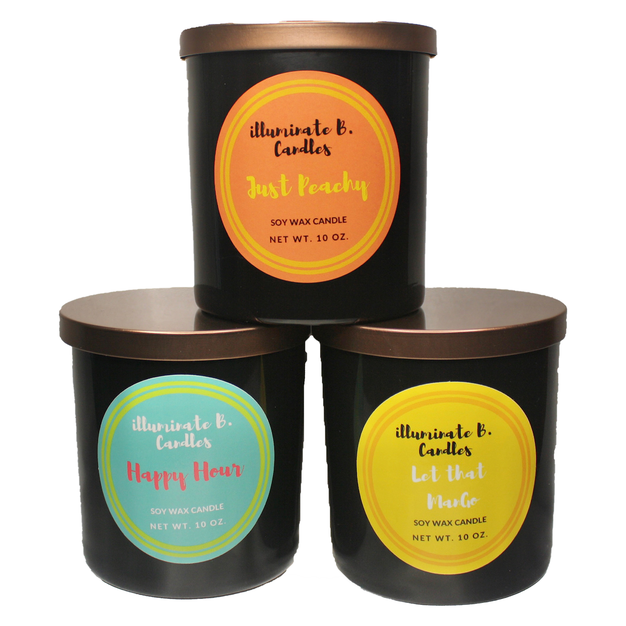 Trio Bundle of Just Peachy, HAppy Hour, and Let That Mango Candle (summertime tingz) from illuminate B. Candles