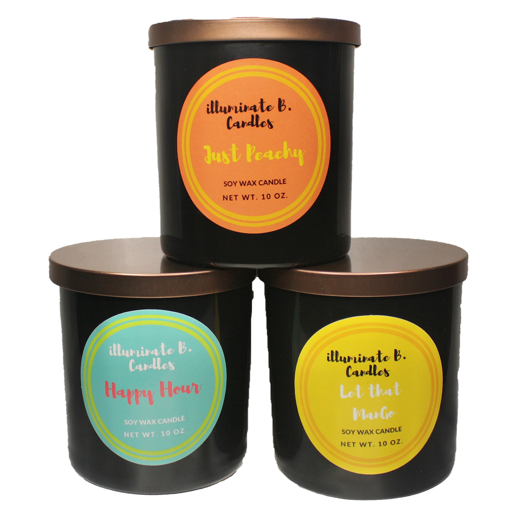 Trio Bundle of Just Peachy, HAppy Hour, and Let That Mango Candle (summertime tingz) from illuminate B. Candles